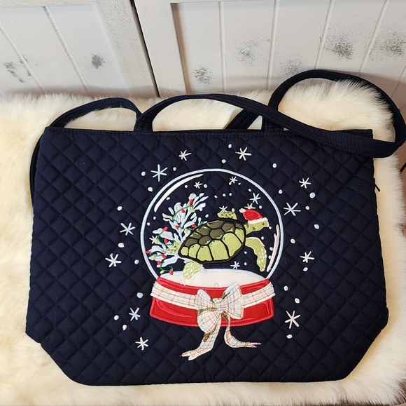 Vera Bradley Cotton Santa Turtle Tote Bag - Picture 3 of 10